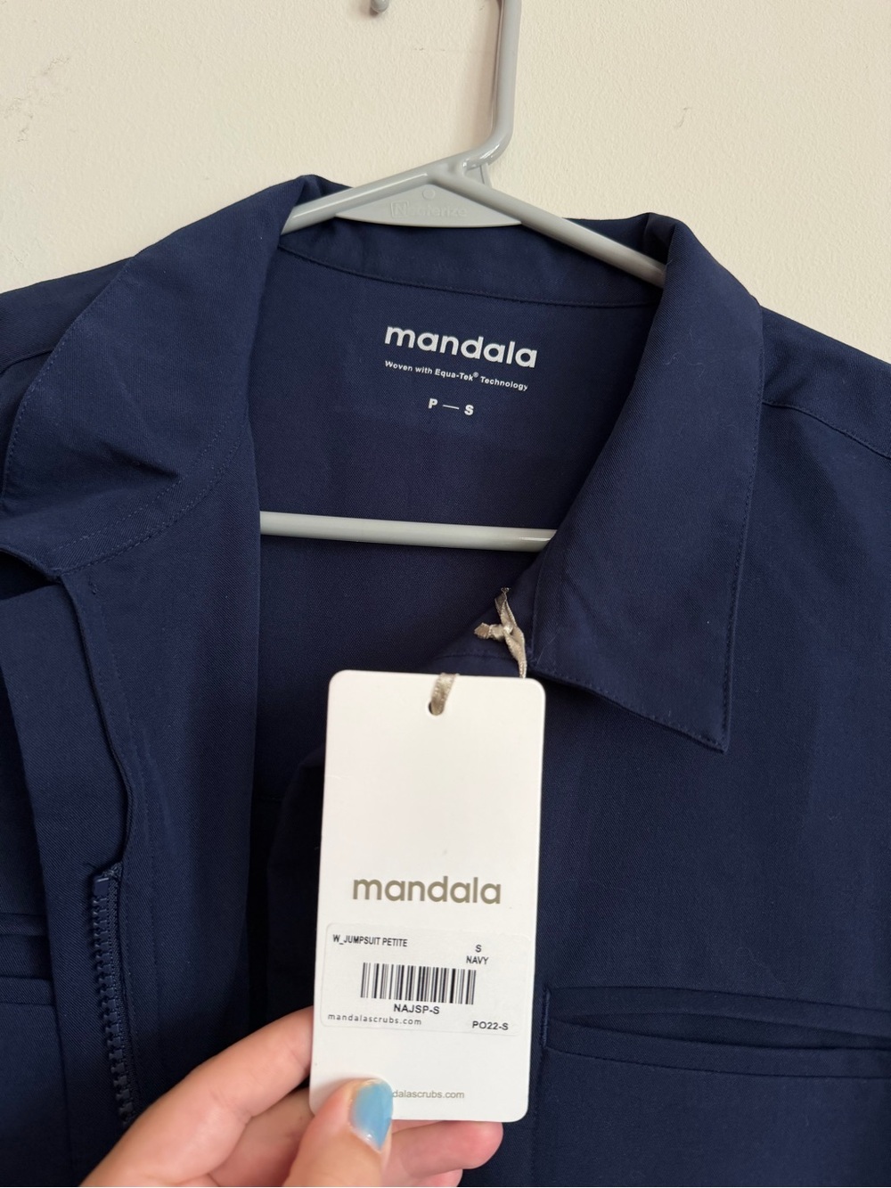 Mandala Women's Navy Scrub Jumpsuit Small Petite - Picture 3 of 7